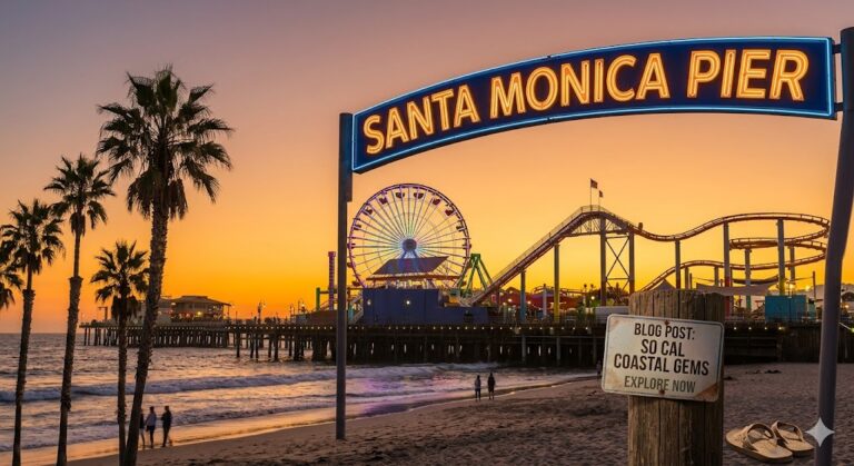 So Santa Monica Pier, California coast.