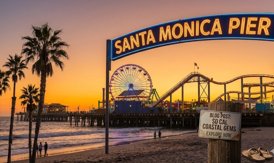 So Santa Monica Pier, California coast.